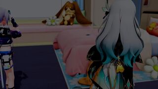 【MMD】流萤银狼魅惑热舞脱衣口交