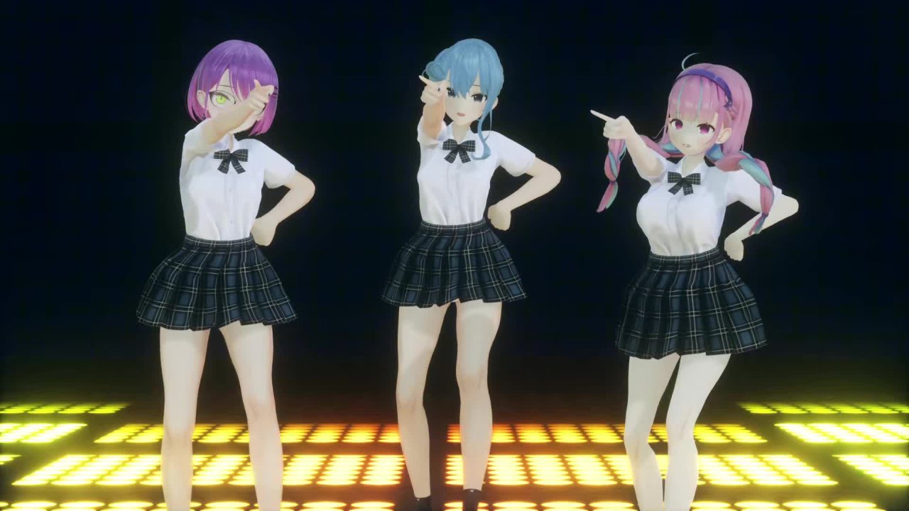 【ホ◯ライブMMD】星街彗星与湊阿库娅共舞时乳肉同步晃动