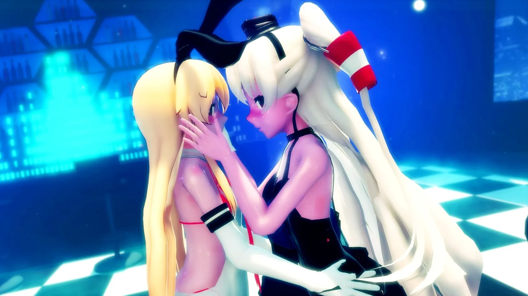 岛风天风麻烦制造者互相蹭腿 [MMD]