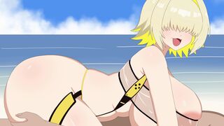 沙滩比基尼被海浪冲走掰开