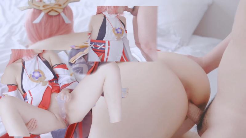 原神cosplay《八重神子：仙狐宫司异闻录》"宫司大人终究是露出了她的狐狸尾各种草逼